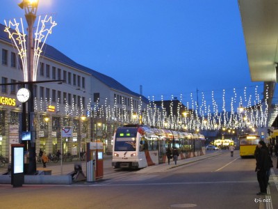 ハーゲンブーフから最寄の、フラウエンフェルド駅前の夕暮